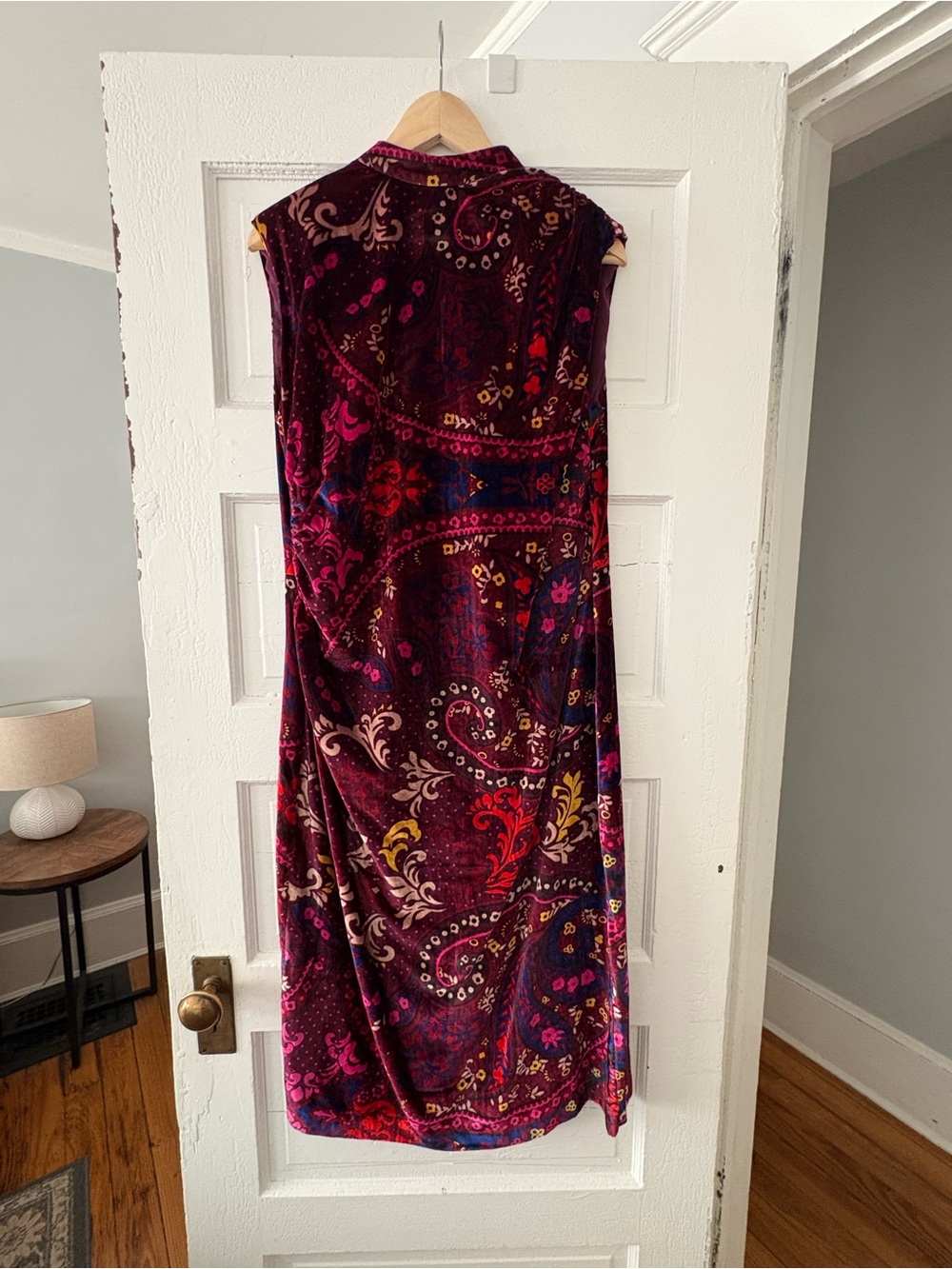 Ann Taylor Velvet Midi Dress - Burgundy Multicolor Paisley